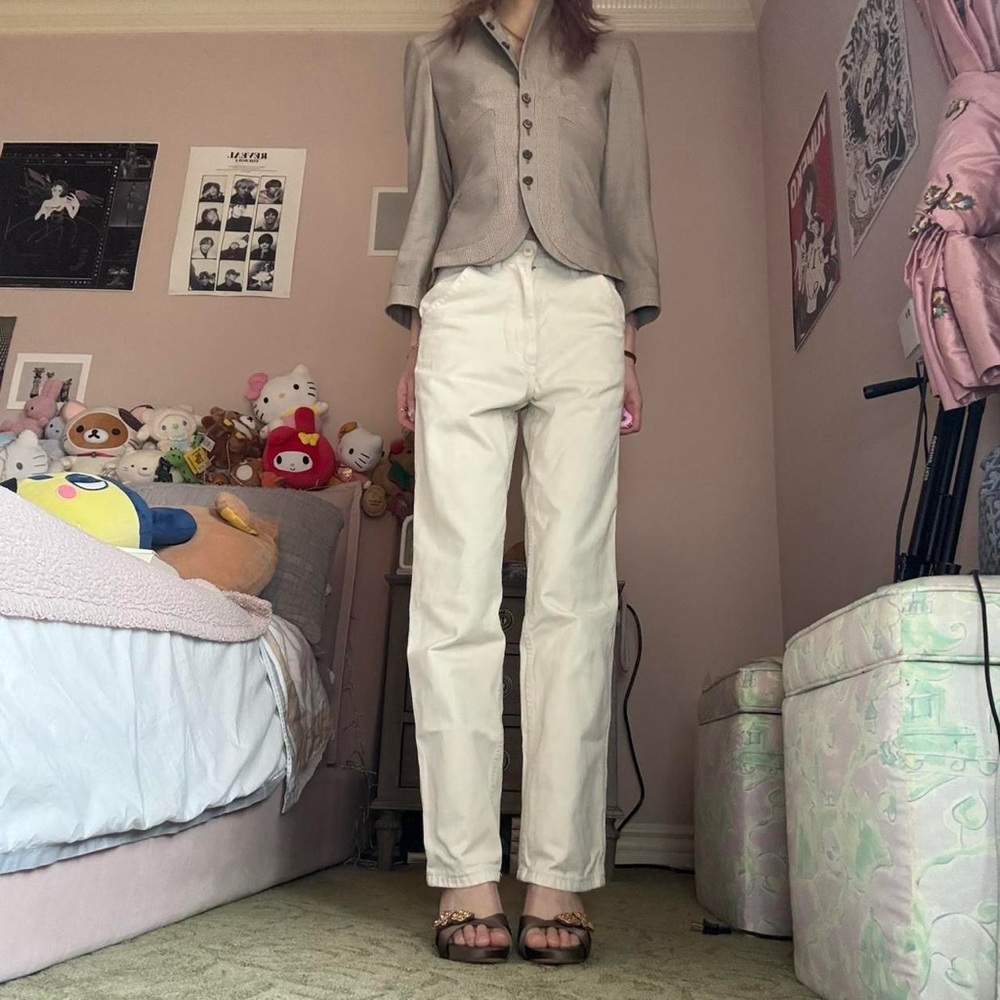 Brandy Melville J. Galt Off-White High Waisted Cargo Pants